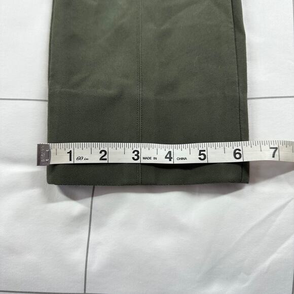 Vince Pants Womens Medium Green Front Seam Ponte Stretch Ankle Slit Side Zip - Picture 14 of 14